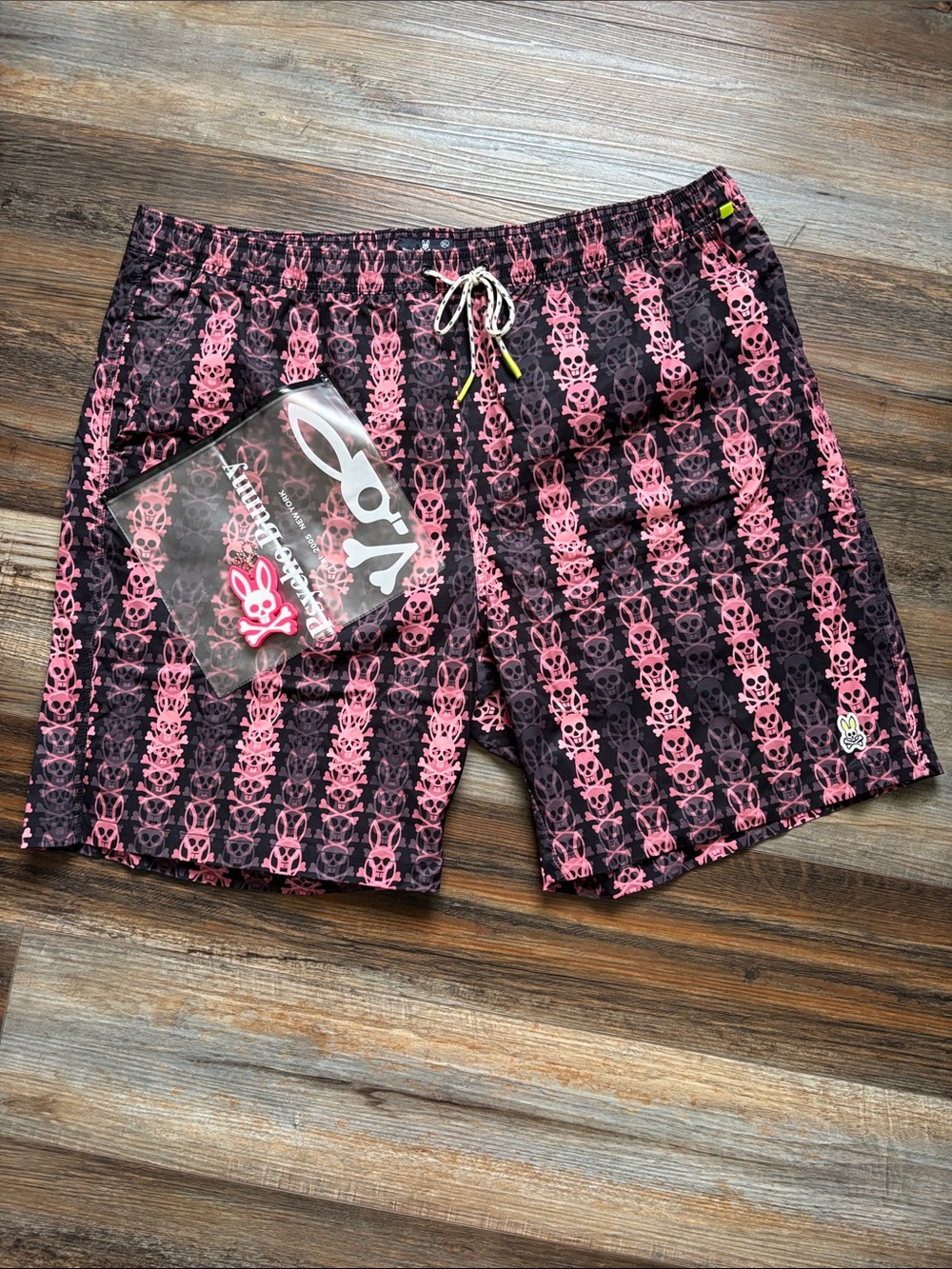 Psycho Bunny Pink & Black Patterned Men's Swim Shorts